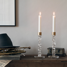 Load image into Gallery viewer, Carat Crystal Candlestick , Set of 2 - Brass (Gold) - 11.75" Height
