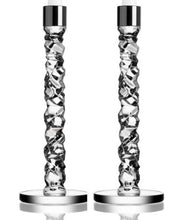 Load image into Gallery viewer, Carat Crystal Candlestick -  Set of 2 - Silver - 11.625" Height