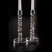 Load image into Gallery viewer, Carat Crystal Candlestick -  Set of 2 - Silver - 11.625" Height