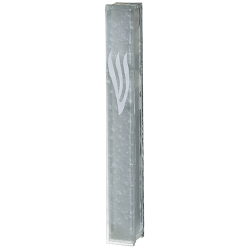 Matte Glass Mezuzah White Shin Bubbles Design - 15 cm / 5.9