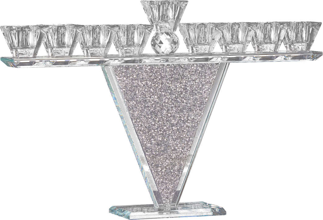 Crystal Glass Menorah with Glitter Accent 9