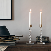 Load image into Gallery viewer, Carat Crystal Candlestick , Set of 2 - Brass (Gold) - 11.75&quot; Height
