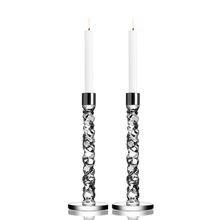 Load image into Gallery viewer, Carat Crystal Candlestick -  Set of 2 - Silver - 11.625&quot; Height
