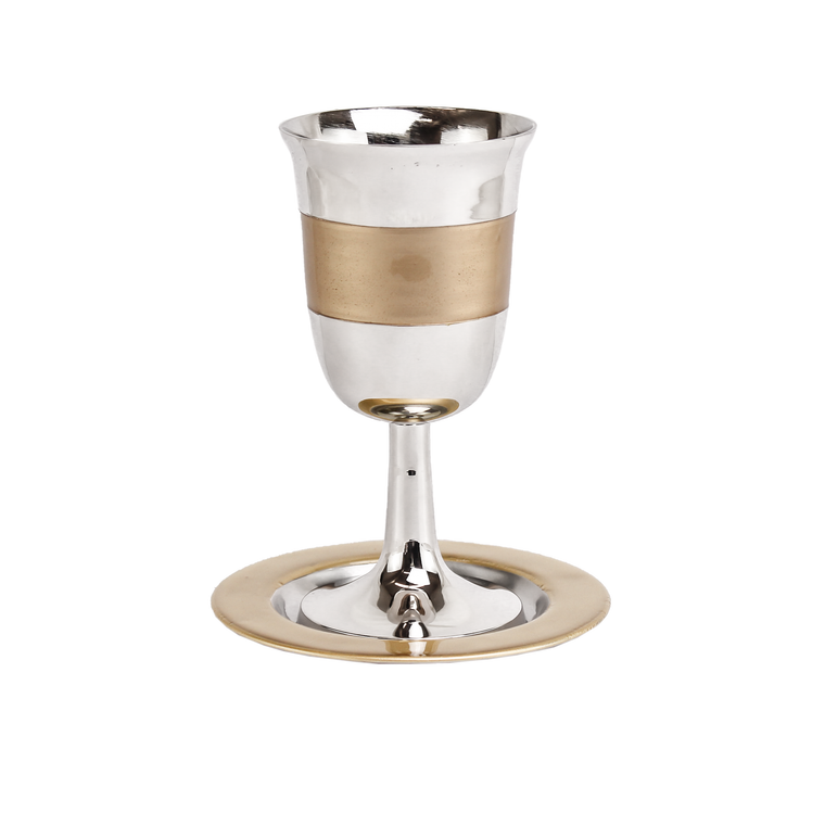 Enamel Kiddush Cup with Saucer - Gold