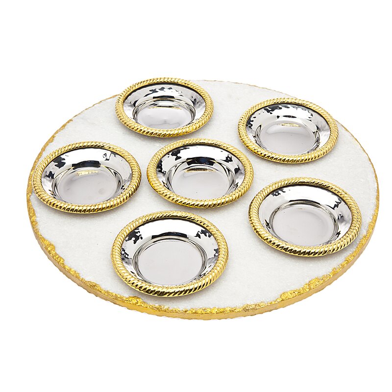 Marble and Gold Seder Plate