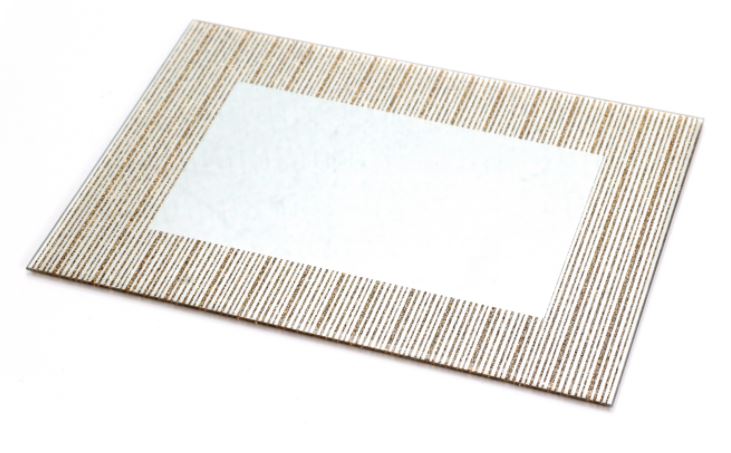 Glass Mirror Tray with Gold Stripes 14x10