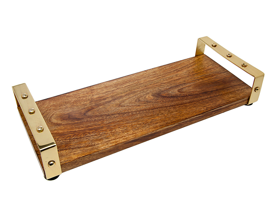 Wood Tray with Gold Handles - 17