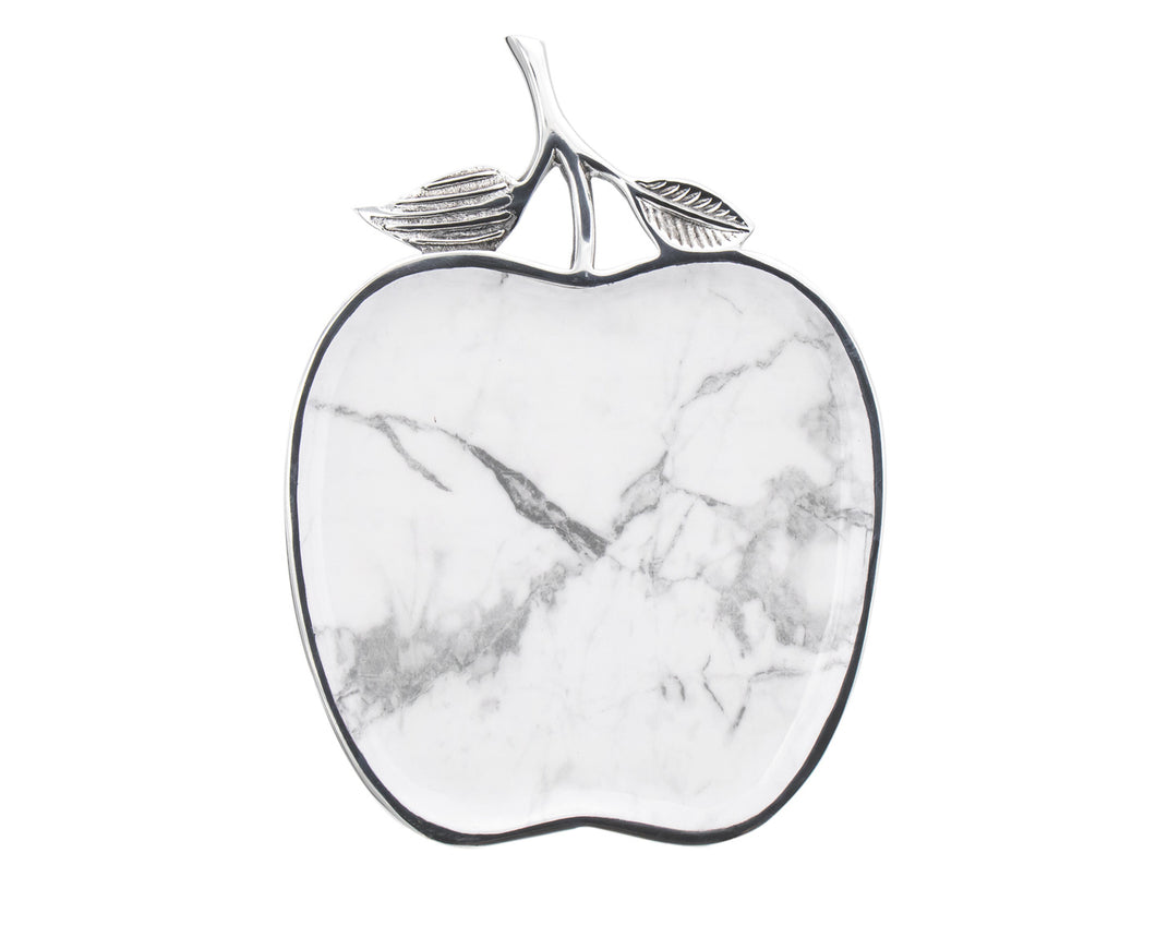 White Marble Apple Tray - 13.75