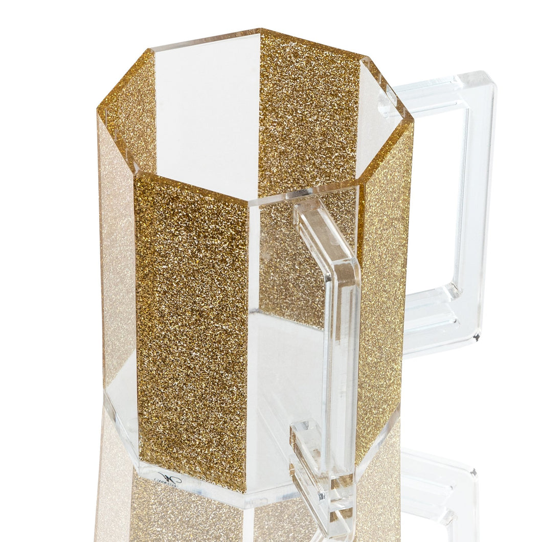 Lucite Hexagon Netilat Yadayim Cup - Gold