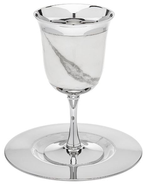 Marble Decal Kiddush Cup with Coaster - 7oz